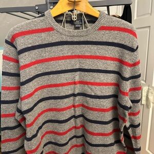 Brooks Brothers Gray Sweater with Red and Blue Stripes